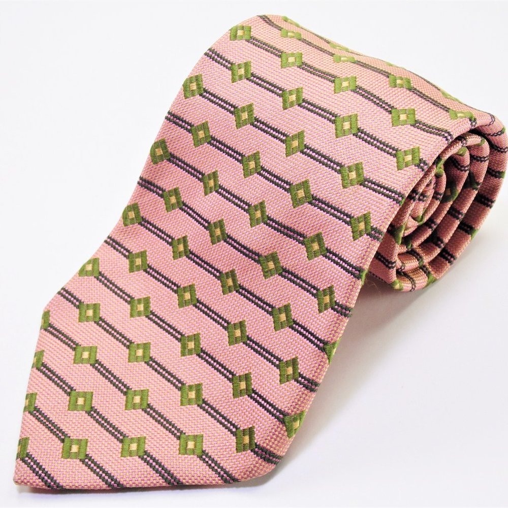 Ermenegildo Zegna Pink Multicolor Geometric Tie
